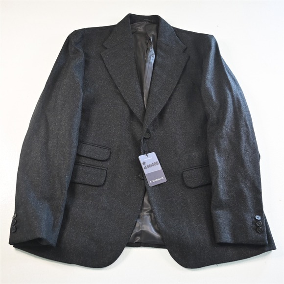 Studiosuits 46L Herringbone Naples 100% Wool Tweed Blazer Suit Jacket Sport Coat